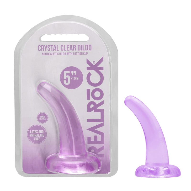 REALROCK Non Realistic Dildo With Suction Cup - 11.5 cm - Purple 11.5 cm Curved Pegging Dong