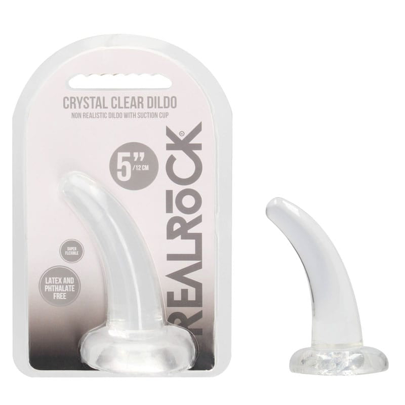 REALROCK Non Realistic Dildo With Suction Cup - 11.5 cm - Clear 11.5 cm Curved Pegging Dong