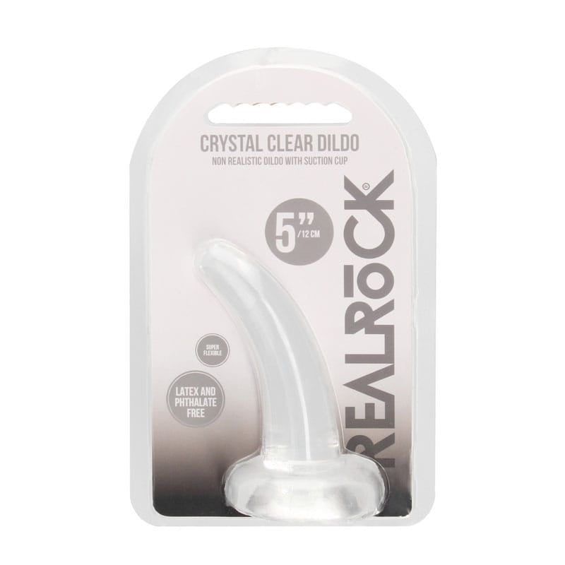 REALROCK Non Realistic Dildo With Suction Cup - 11.5 cm - Clear 11.5 cm Curved Pegging Dong