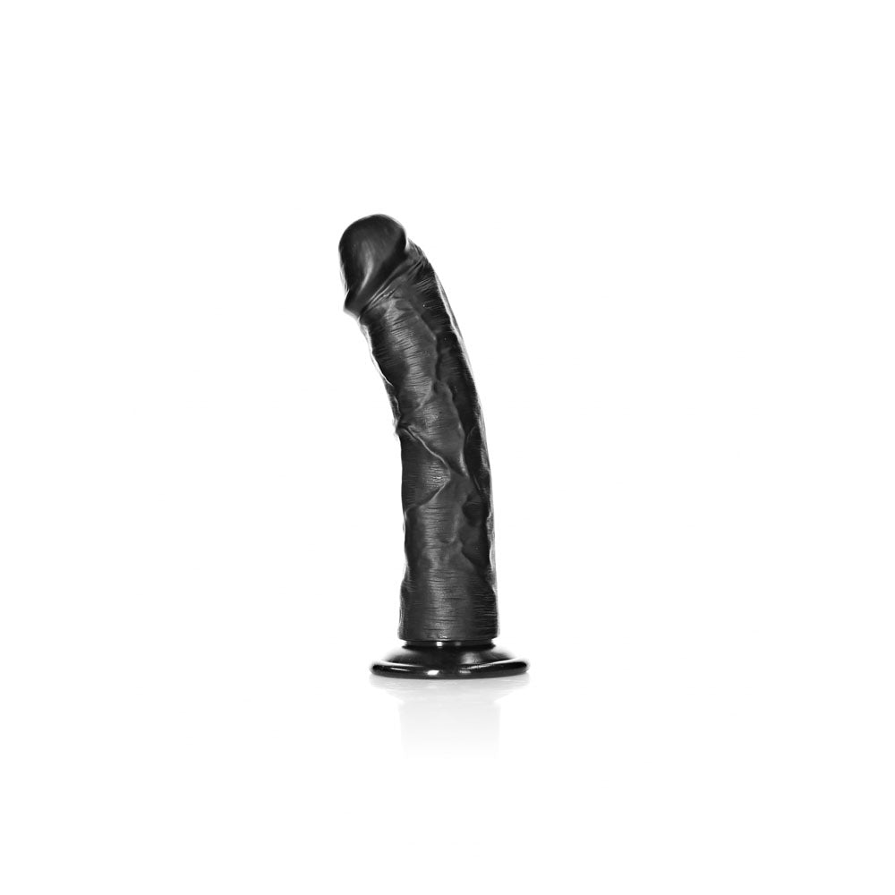 REALROCK Realistic Regular Curved Dildo with Suction Cup - 20 cm - Black 20 cm (8'') Dong
