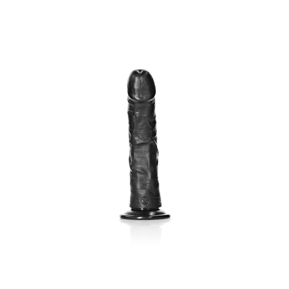 REALROCK Realistic Regular Curved Dildo with Suction Cup - 20 cm - Black 20 cm (8'') Dong