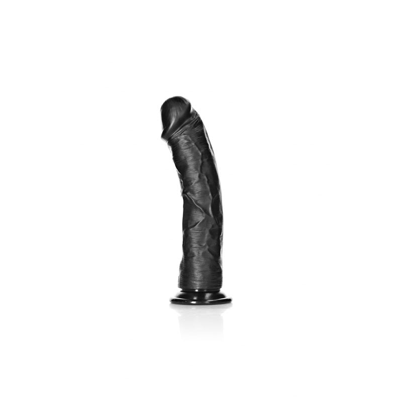 REALROCK Realistic Regular Curved Dildo with Suction Cup - 23 cm - Black 23 cm (9'') Dong