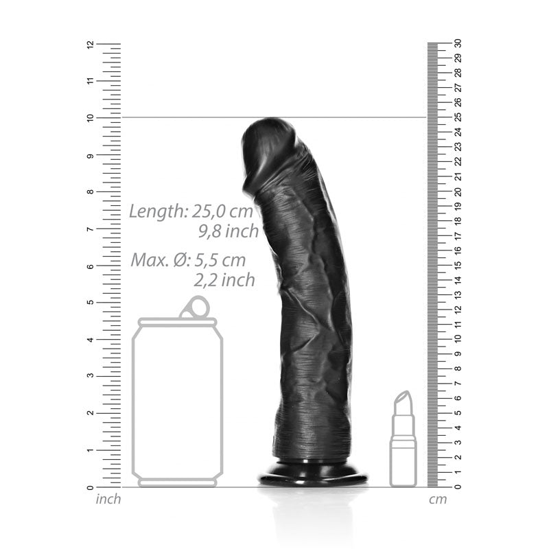 REALROCK Realistic Regular Curved Dildo with Suction Cup - 23 cm - Black 23 cm (9'') Dong
