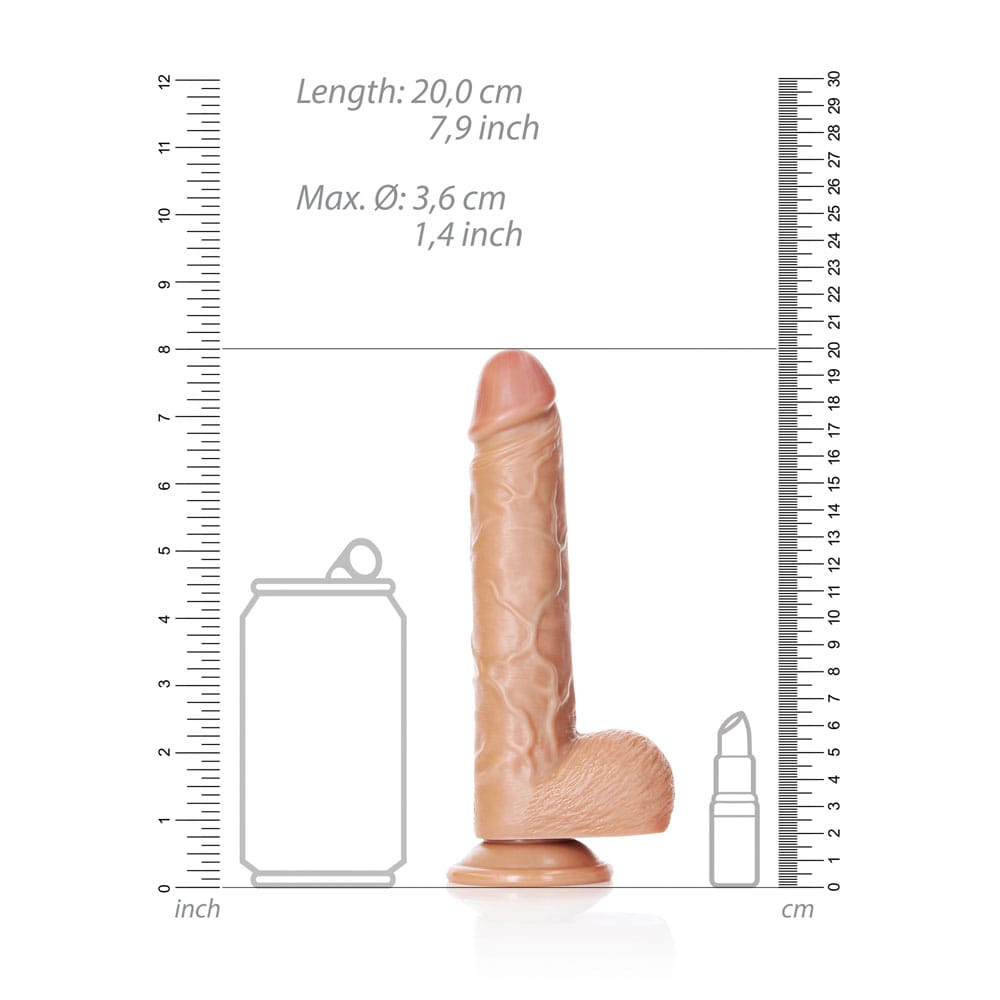 REALROCK Straight Realistic Dildo with Balls - 18 cm - Tan 18 cm (7'') Dong