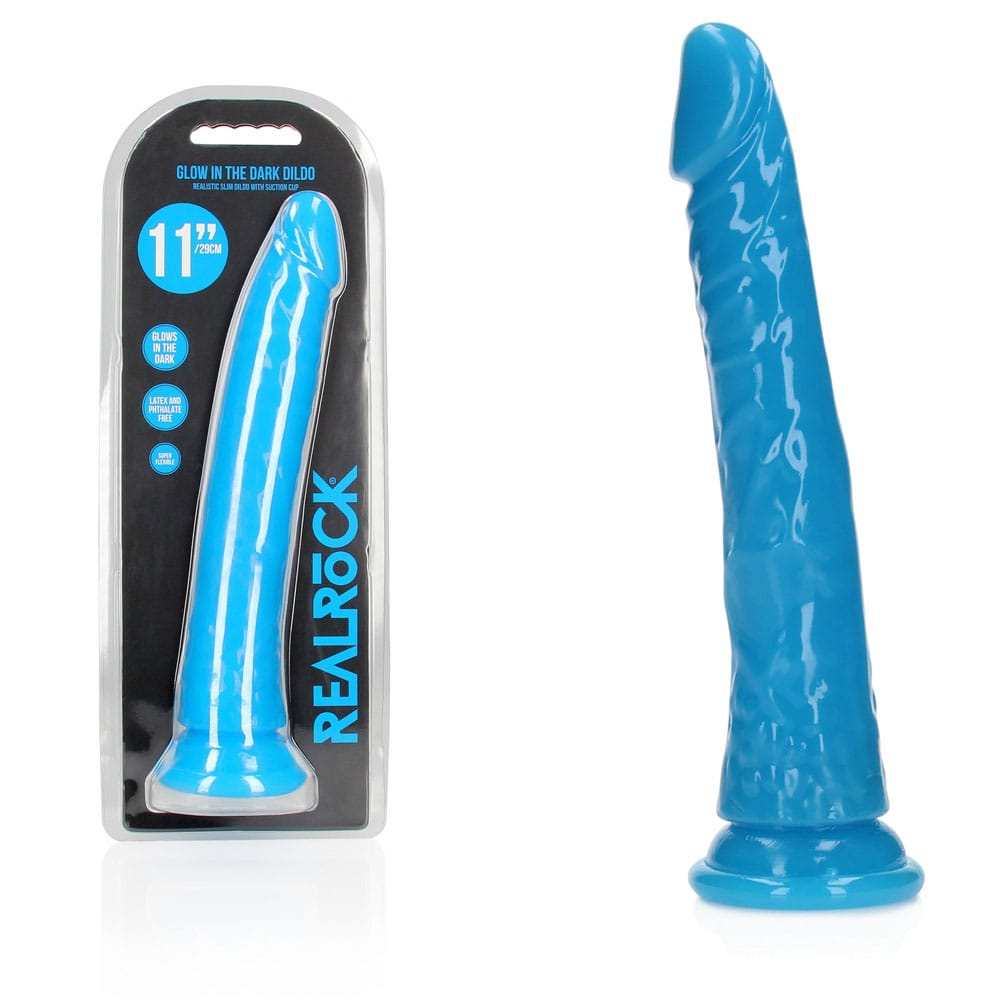 REALROCK 29 cm Slim Glow in the Dark Neon - Blue - Glow in Dark Blue 29 cm (11'') Dong
