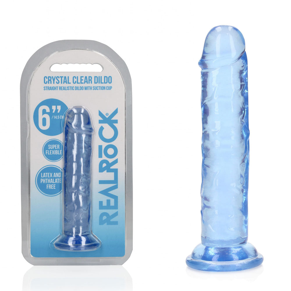 REALROCK 15.5 cm Straight Dildo - Blue - Blue 15.5 cm (6'') Dong