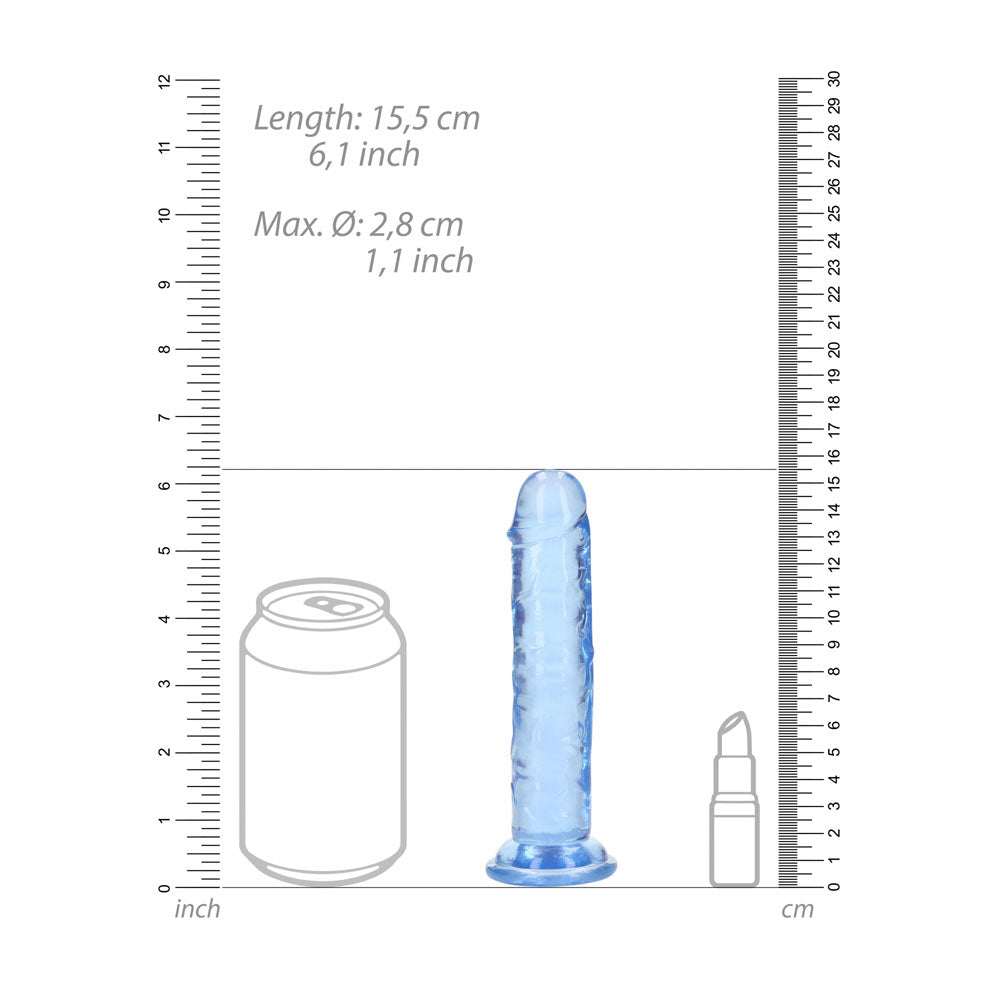 REALROCK 15.5 cm Straight Dildo - Blue - Blue 15.5 cm (6'') Dong