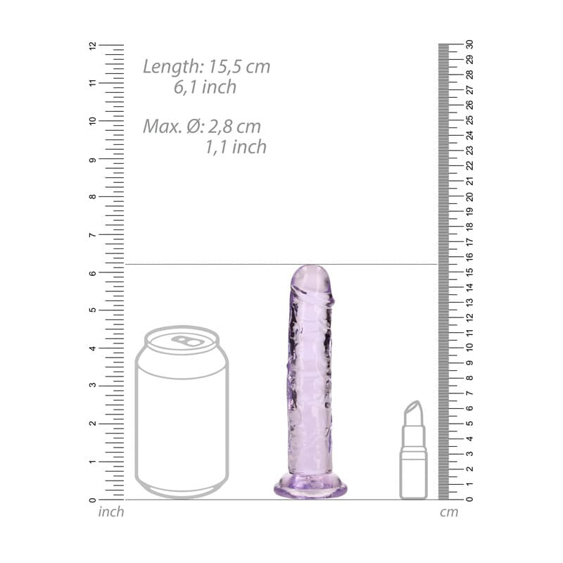 REALROCK 15.5 cm Straight Dildo - Purple - Purple 15.5 cm (6'') Dong