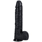 REALROCK 38cm Extra Long Dildo with Balls - Black - Black 38 cm (15'') Extra Long Dong