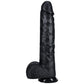 REALROCK 38cm Extra Long Dildo with Balls - Black - Black 38 cm (15'') Extra Long Dong