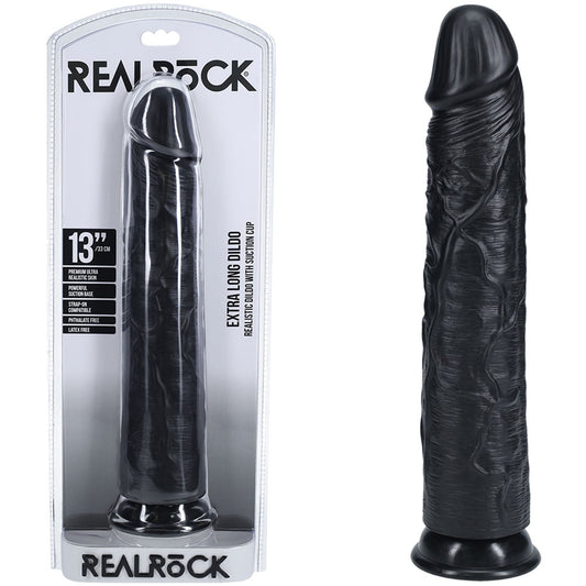 REALROCK 33cm Extra Long Dildo - Black - Black 33 cm (13'') Extra Long Dong