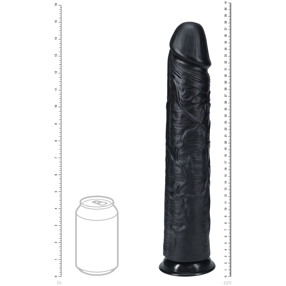REALROCK 38cm Extra Long Dildo - Black - Black 38 cm (15'') Extra Long Dong