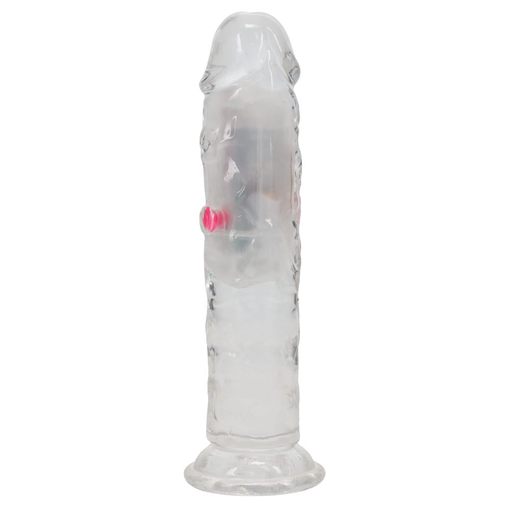 REALROCK 6'' No Balls Wireless Rechargeable LED Vibrating Dong - Clear with LED 16.5 cm USB Rechargeable Vibrating Dong with Remote