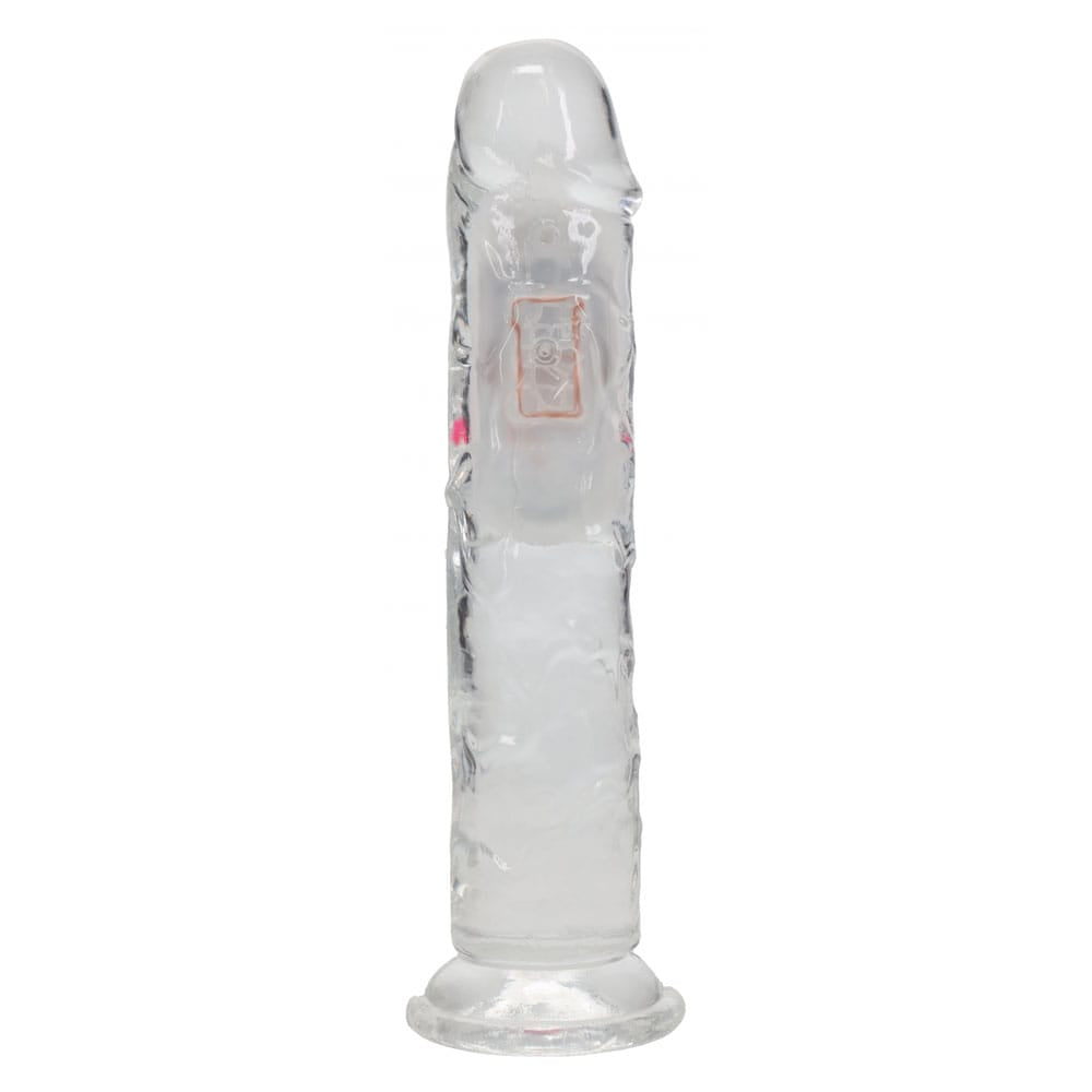 REALROCK 7'' No Balls Wireless Rechargeable LED Vibrating Dong - Clear with LED 20 cm USB Rechargeable Vibrating Dong with Remote