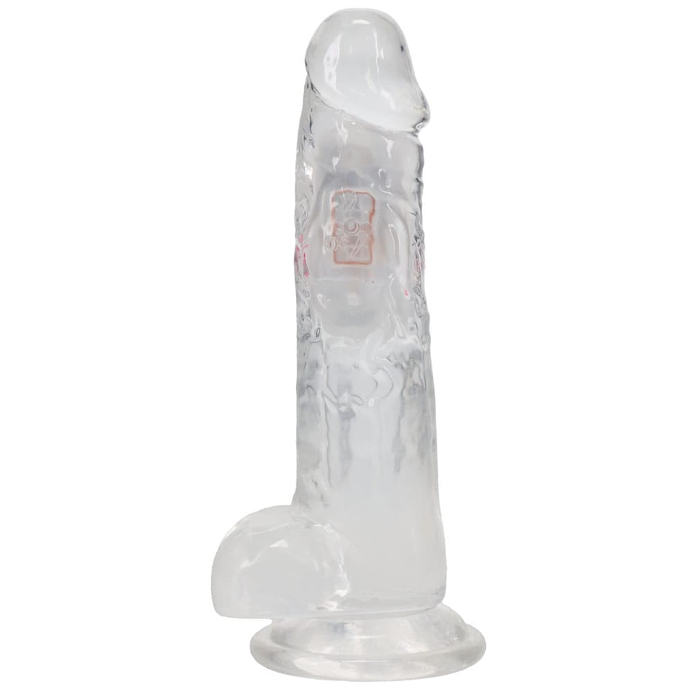 REALROCK 8'' with Balls Wireless Rechargeable LED Vibrating Dong - Clear with LED 22.5 cm USB Rechargeable Vibrating Dong with Remote