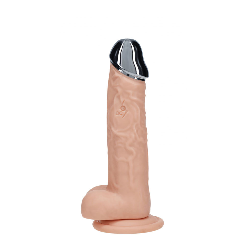 REALROCK Metal Head 6'' Rechargeable Dildo - Flesh - Flesh 16.2 cm USB Rechargeable Vibrating Dildo with Metal Head and Wireless Remote