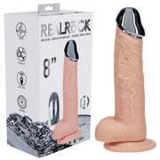 REALROCK Metal Head 8'' Rechargeable Dildo - Flesh - Flesh 22 cm USB Rechargeable Vibrating Dildo with Metal Head and Wireless Remote