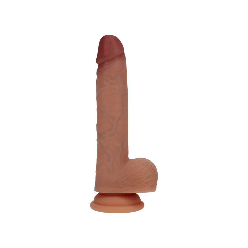 REALROCK Dual Density 7'' Vibrating & Thrusting Dildo - Tan - Tan 17.8 cm USB Rechargeable Vibrating & Thrusting Dildo