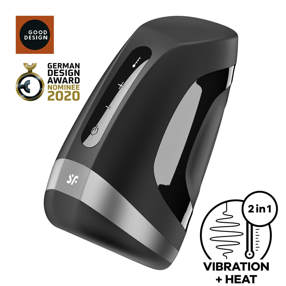 Satisfyer Men Heat Vibration - Black USB Rechargeable Masturbator