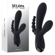 Selopa TRIPLE ACES - Black 19.7 cm USB Rechargeable Triple Stimulator Vibrator