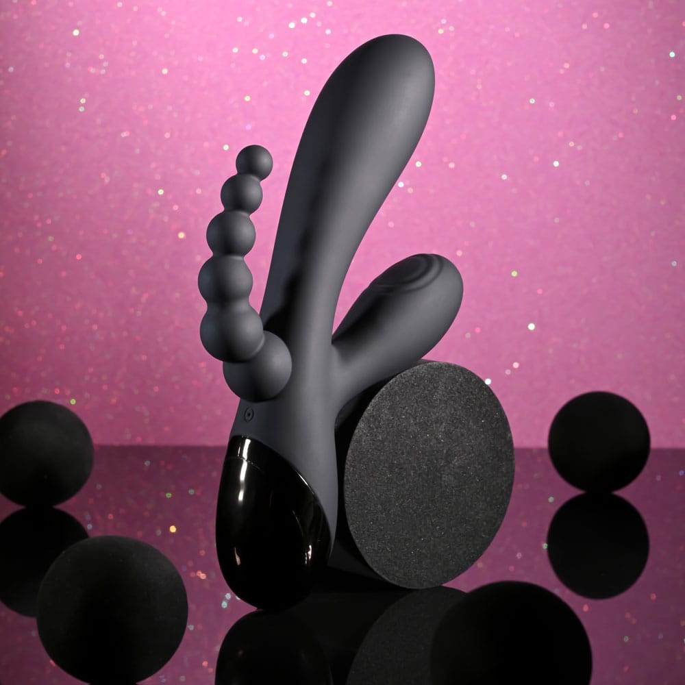 Selopa TRIPLE ACES - Black 19.7 cm USB Rechargeable Triple Stimulator Vibrator