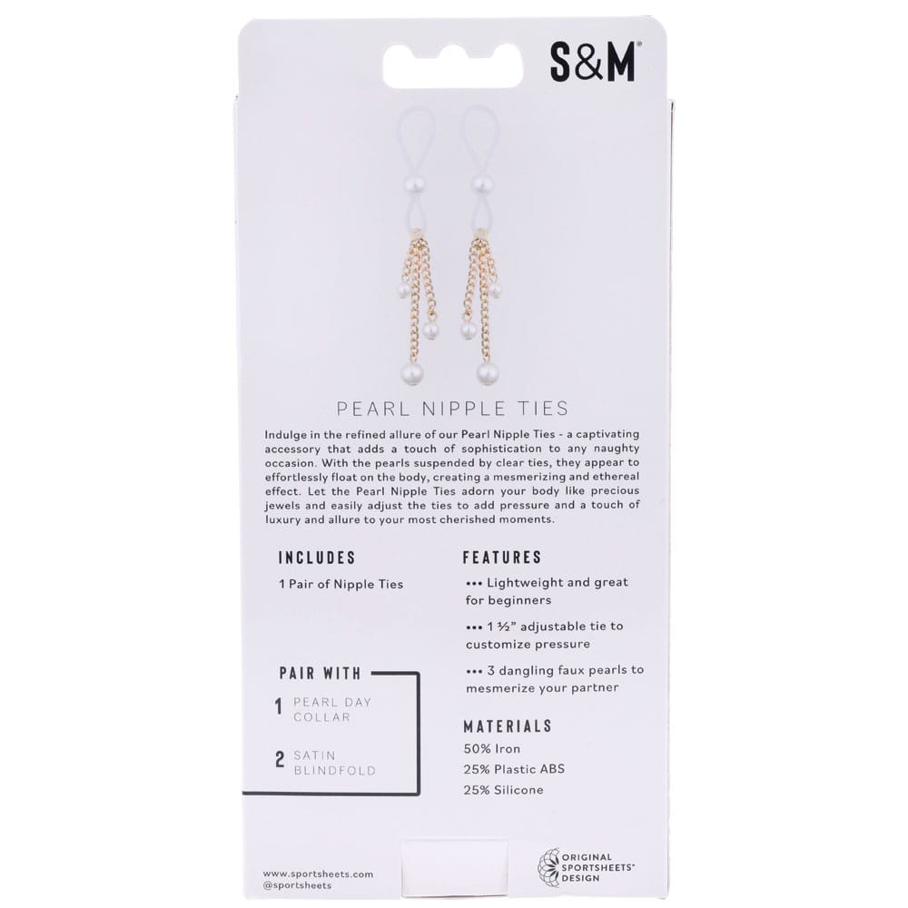 Sex & Mischief Pearl Nipple Ties - Gold/Pearl Nipple Restraints - Set of 2