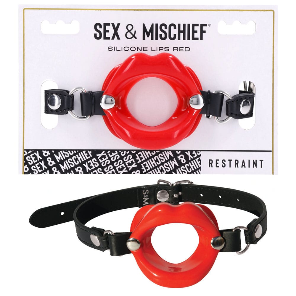Sex & Mischief Silicone Lips Mouth Gag - Red - Red Mouth Restraint