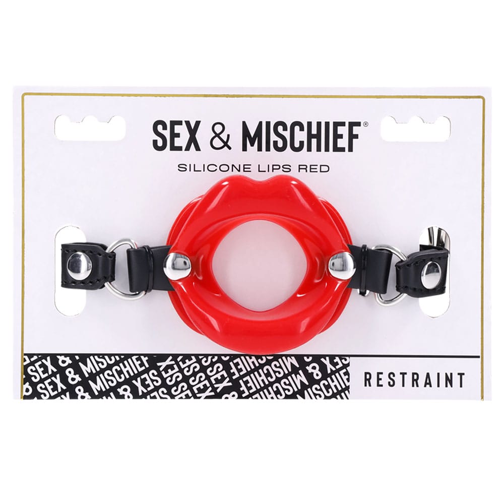 Sex & Mischief Silicone Lips Mouth Gag - Red - Red Mouth Restraint