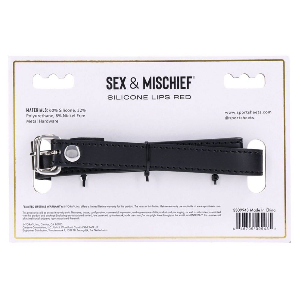 Sex & Mischief Silicone Lips Mouth Gag - Red - Red Mouth Restraint