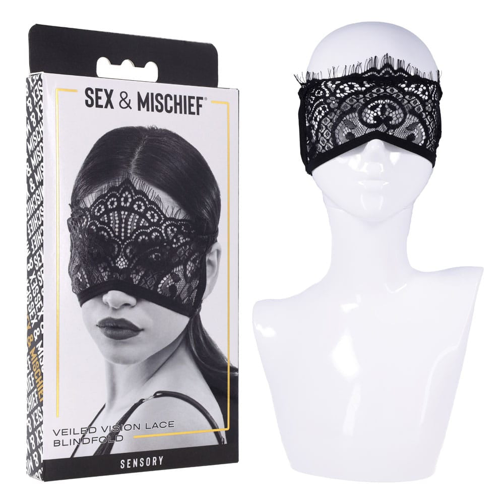 S&M Veiled Vision Lace Blindfold - Black Lace Blindfold