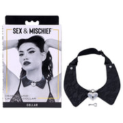 Sex & Mischief Heartbound Lace Day Collar - Black Submission Collar