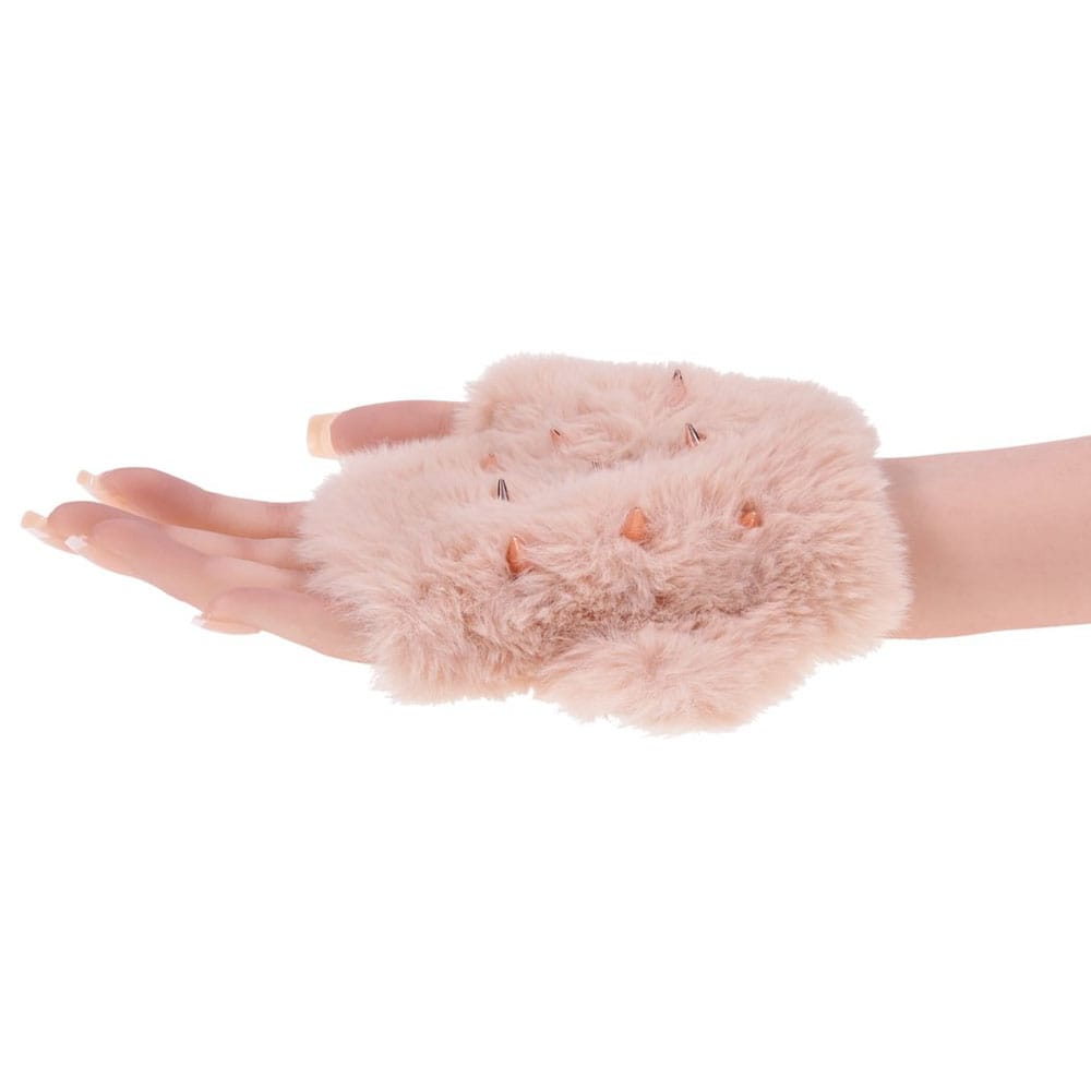 Sex & Mischief Peaches n CreaMe Spiked Sensory Glove - Peach Furry Glove with Metal Spikes