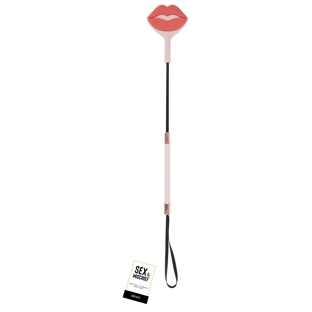 Sex & Mischief Peaches n CreaMe Kiss Crop - Peach Lip Tipped Crop Whip