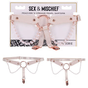 Sex & Mischief Peaches n CreaMe Pearl Garters - Peach / Rose Gold Garters with Pearls - Set of 2