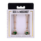 Sex & Mischief Indica Crystal Nipple Clips - Gold Nipple Clips with Emerald Gems