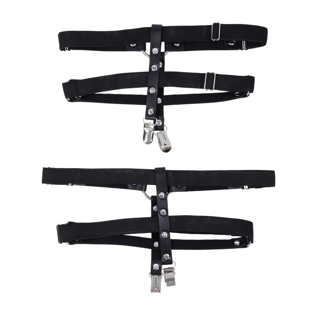 Seductive Black Faux Leather Garters with O-Ring