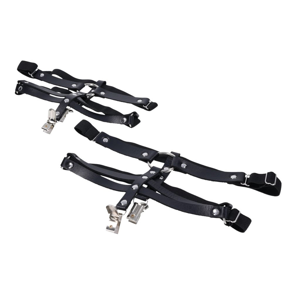 Seductive Black Faux Leather Garters with O-Ring