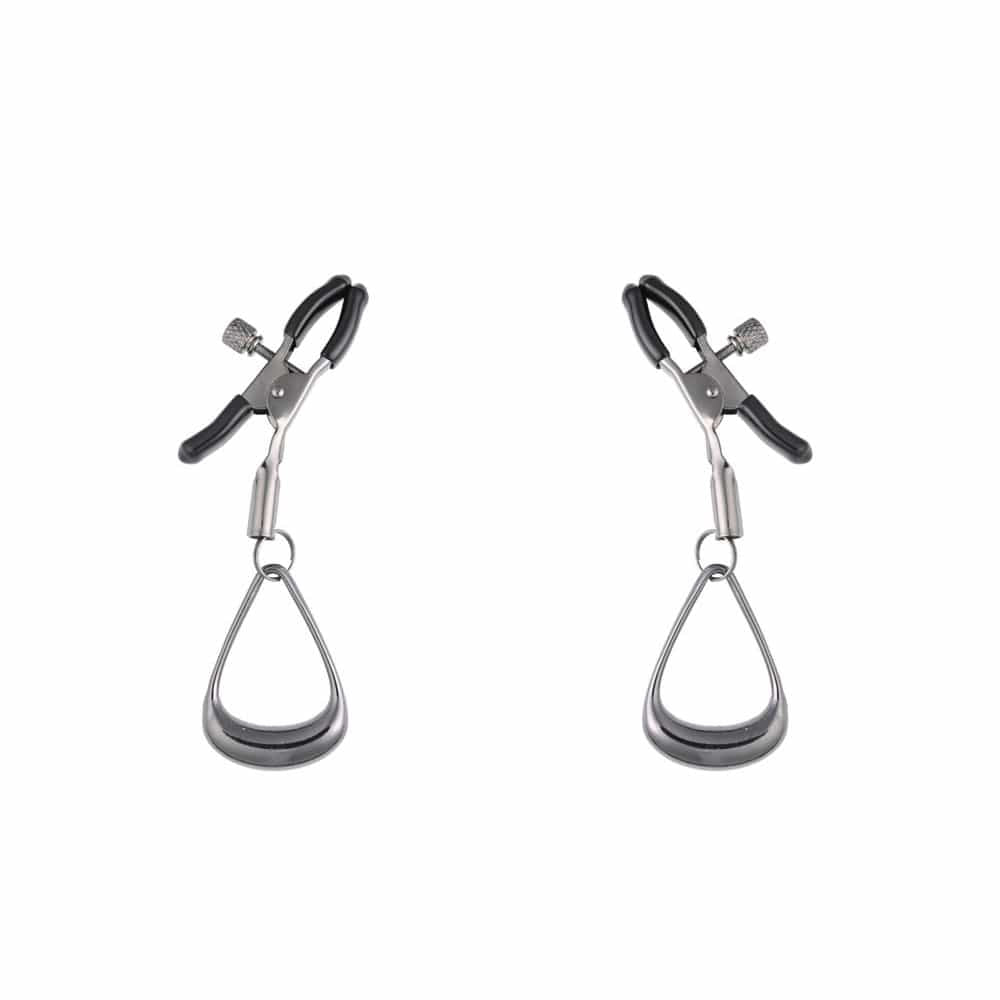 SPORTSHEETS Velvet Noir Tuggable Nipple Clamps - Gunmetal Adjustable Nipple Restraints