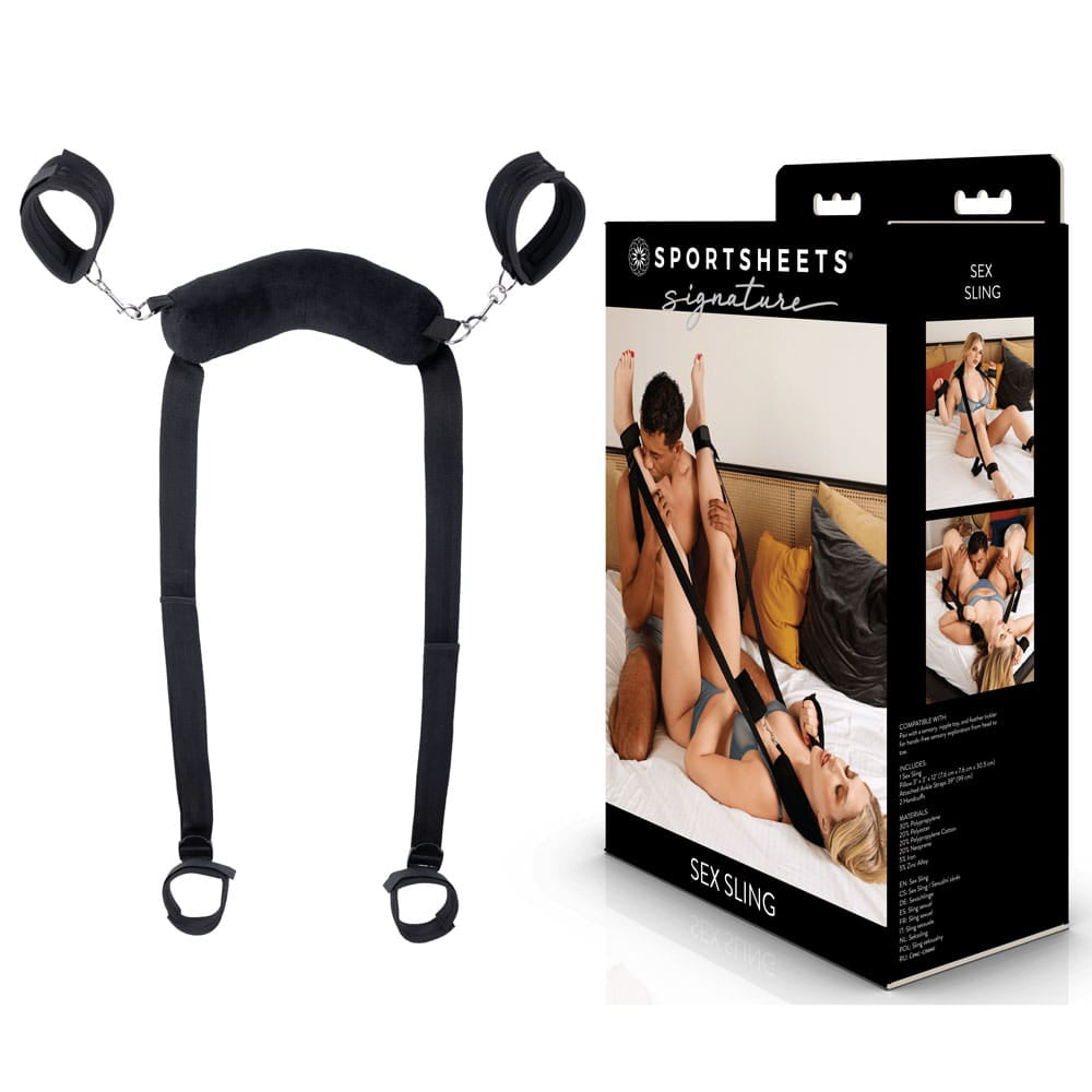 SPORTSHEETS Signature Sex Sling - Black Adjustable Positioning Aid