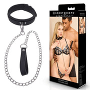 SPORTSHEETS Signature Midnight Muse Collar & Leash - Black Adjustable Restraint