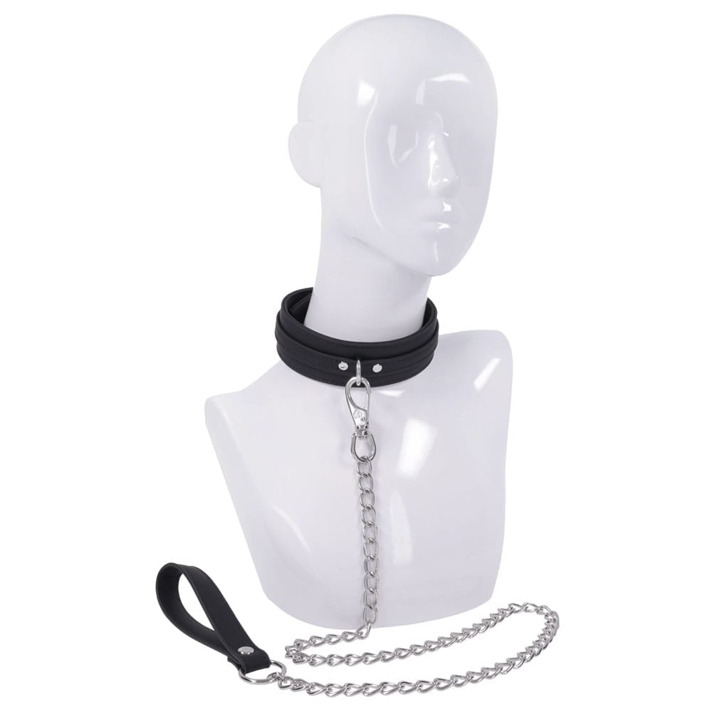 SPORTSHEETS Signature Midnight Muse Collar & Leash - Black Adjustable Restraint