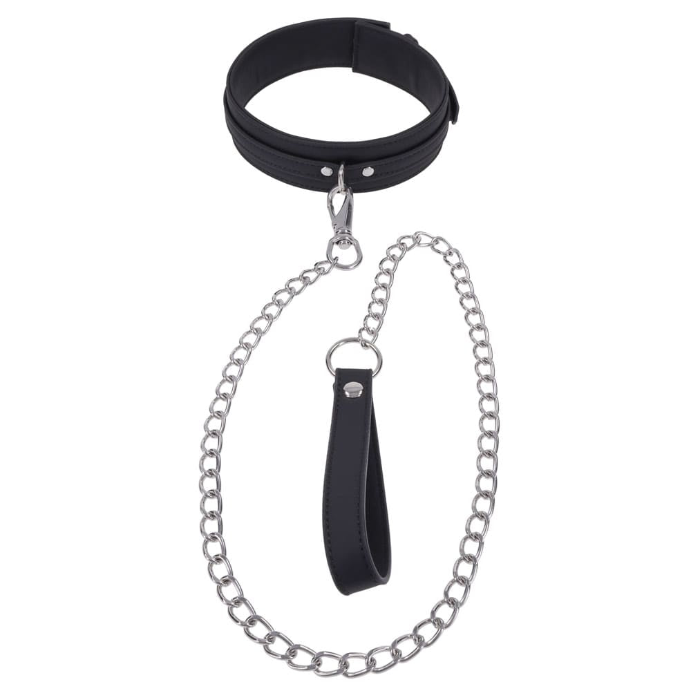 SPORTSHEETS Signature Midnight Muse Collar & Leash - Black Adjustable Restraint