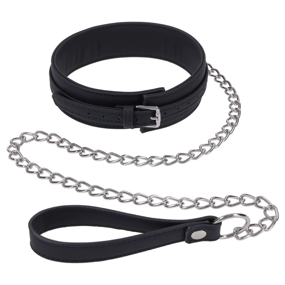 SPORTSHEETS Signature Midnight Muse Collar & Leash - Black Adjustable Restraint