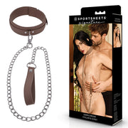 SPORTSHEETS Signature Dawn Dream Collar & Leash - Tan Adjustable Restraint
