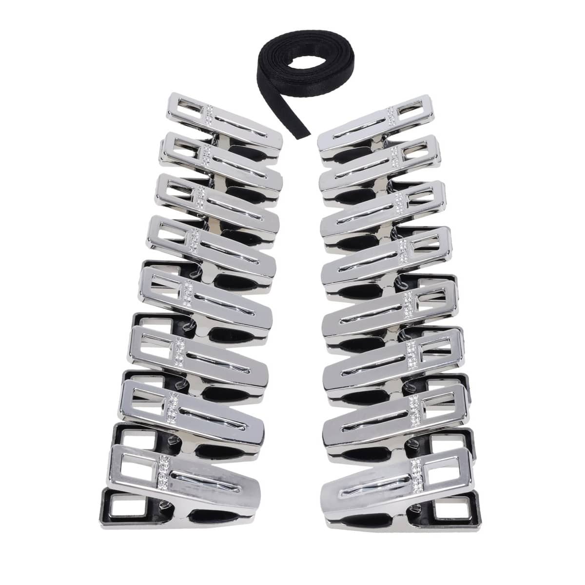 EDGE Body Zipper Clothes Pins - Chrome Chrome Pins - Set of 16
