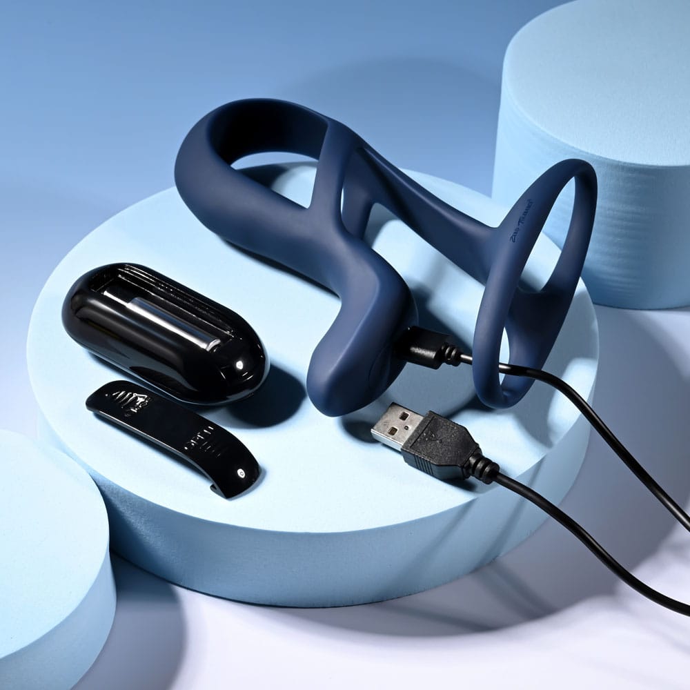 Zero Tolerance BIG TIME - Navy Blue USB Rechargeable Vibrating Penis Sleeve with Wireless Remote