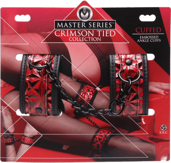 Crimson Tied Embossed Ankle Cuffs - Btantalized.com.au