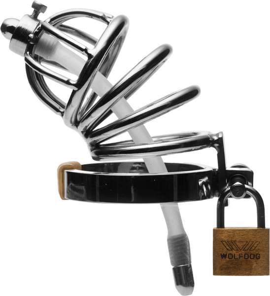 Stainless Steel Chastity Cage With Silicone Urethral Plug - Btantalized.com.au