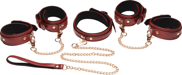 6 Piece Burgundy Bondage Set - Btantalized.com.au