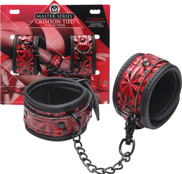 Crimson Tied Embossed Ankle Cuffs - Btantalized.com.au
